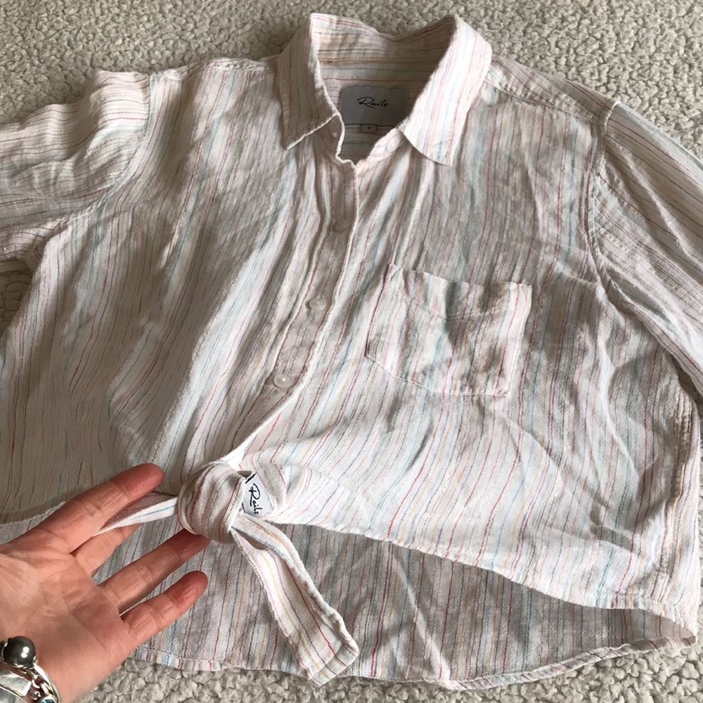 Rails Val linen tie front shirt S - Picture 7 of 13